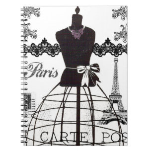 Carnet Mannequin blanc noir de mode de Paris