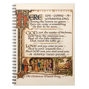 Carnet Manuscrit enluminé d'un vieux chant de Wassail