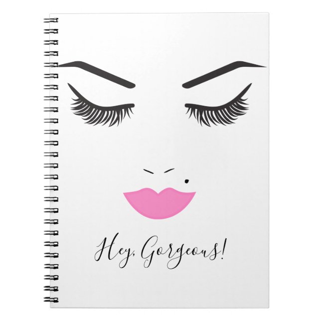 Carnet Maquillage de beauté cils et lèvres roses Chic (Devant)