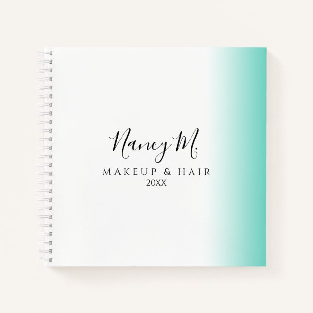 Carnet Maquillage et cheveux blancs à la menthe minimalis (Devant)