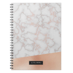 Carnet Marble Faux Rose Gold Personalized Name Notebook