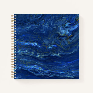 Carnet Marbre acrylique bleu marine et marbre d'or Faux