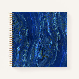 Carnet Marbre acrylique bleu marine et marbre d'or Faux
