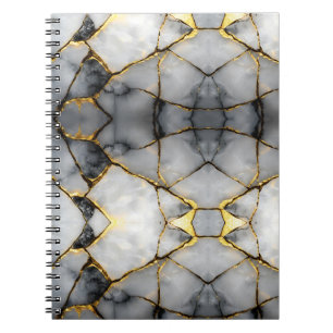 Carnet Marbre blanc et or craquelé moderne