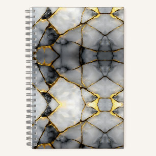 Carnet Marbre blanc et or craquelé moderne