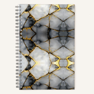 Carnet Marbre blanc et or craquelé moderne