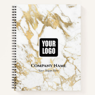 Carnet Marbre blanc et or, Logo, Bus.Name Site Promo 