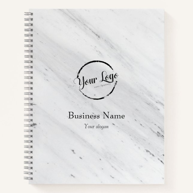 Carnet Marbre blanc, Logo, Site Web de Nom d'entreprise P (Devant)