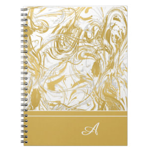 Carnet Marbre blanc or Monogramme en marbre simple