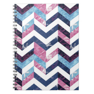 Carnet Marbre blanc rose bleu Chevron