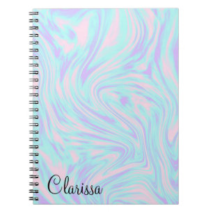Carnet marbre blanc violet bleu rose élégant