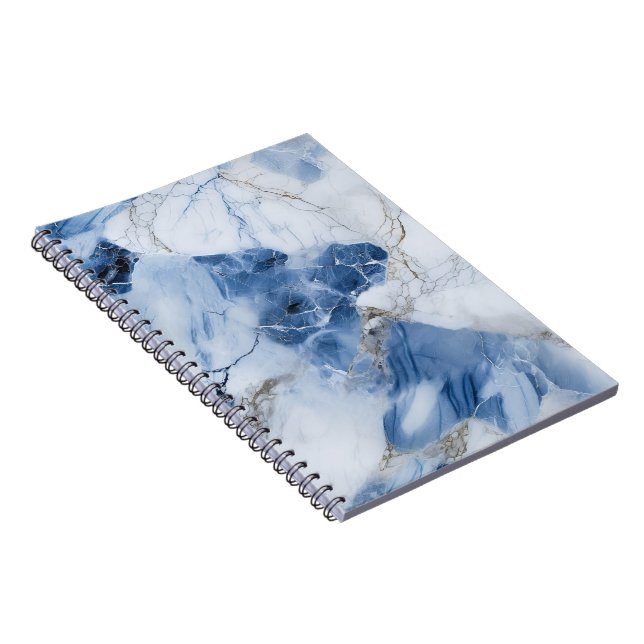 Carnet marbre bleu abstrait motif côtier (Côté Droit)