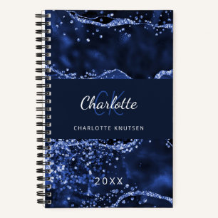 Carnet marbre bleu marine
