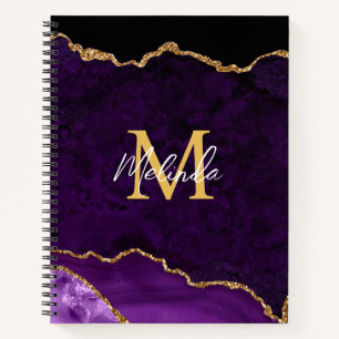 Carnet Marbre d'agate violet et or