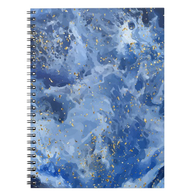 Carnet Marbre d'or bleu : Texture de luxe. (Devant)