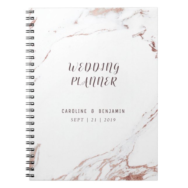 Carnet Marbre d'or rose luxe moderne wedding planner mode (Devant)