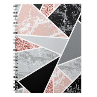 Carnet Marbre géométrique avec Parties scintillant rose :