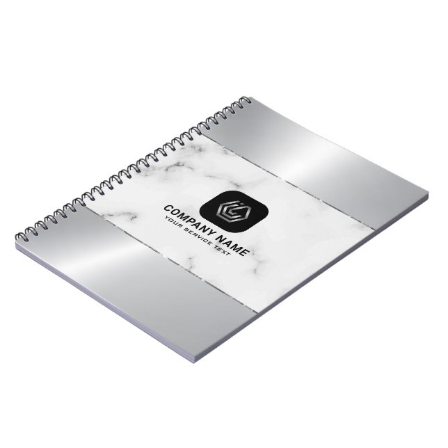 Carnet Marbre gris et texture d'argent métallique (Côté gauche)