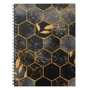 Carnet Marbre hexagone texture transparente avec feuilles