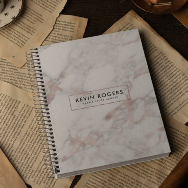 Carnet Marbre moderne blanc et Rose-or Faux (Créateur téléchargé)