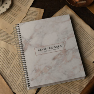 Carnet Marbre moderne blanc et Rose-or Faux