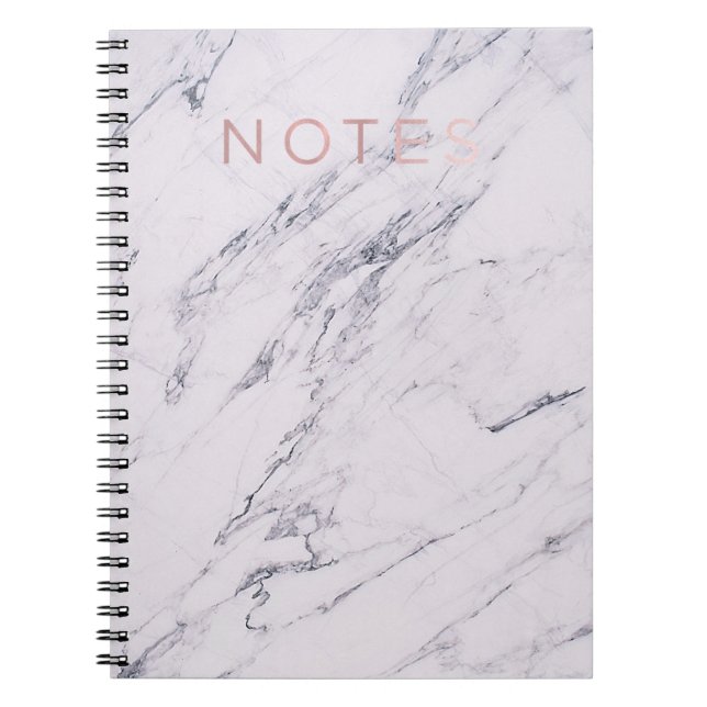 Carnet Marbre moderne Gris Blanc & Rose Gold Pink Notes (Devant)
