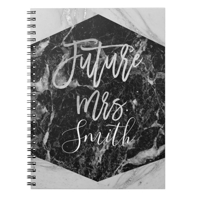 Carnet Marbre noir blanc Wedding planner Futur Mme. (Devant)
