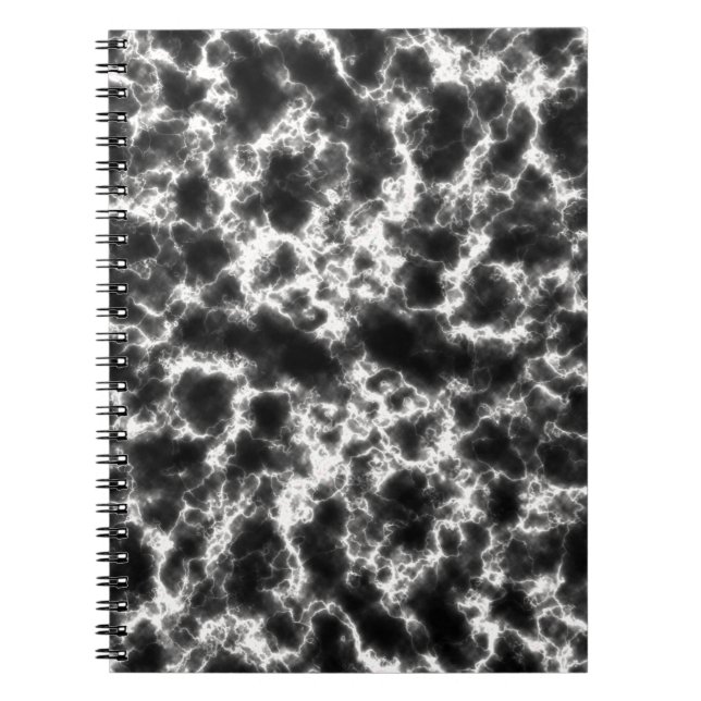 Carnet Marbre Noir Et Blanc Or (Devant)