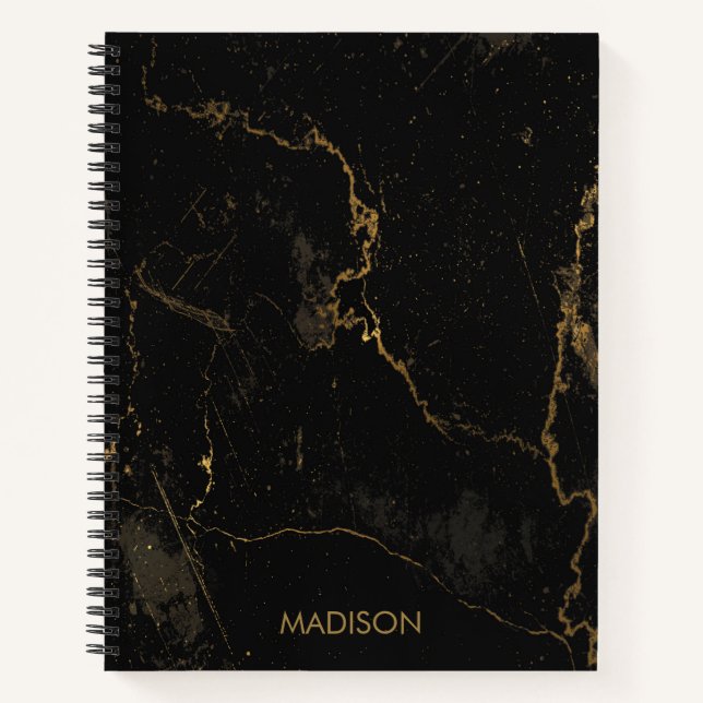 Carnet Marbre noir or (Devant)