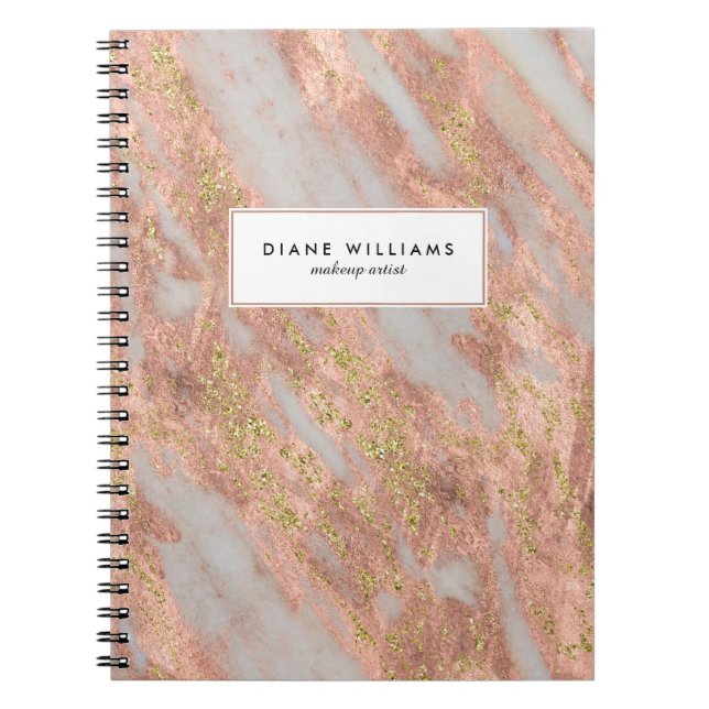 Carnet Marbre rose éclatant Motif Abstrait avec nom (Devant)