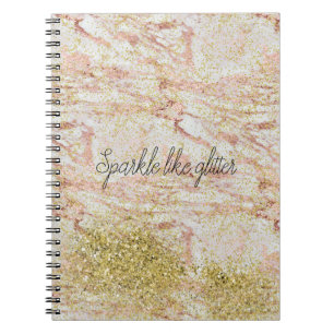 Carnet Marbre rose or Confetti Faux Parties scintillant