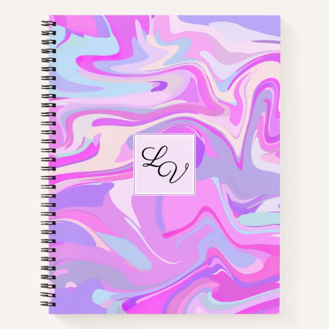 Carnet Marbré rose violet Turquoise (Devant)
