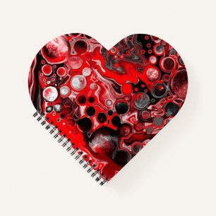 Carnet Marbre rouge, noir et blanc d'art fluvial