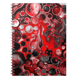 Carnet Marbre rouge, noir et blanc d'art fluvial
