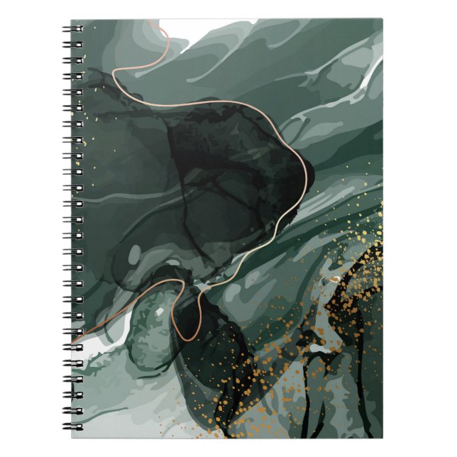 Carnet Marbre vert émeraude et or, Arrière - plan marbré (Devant)