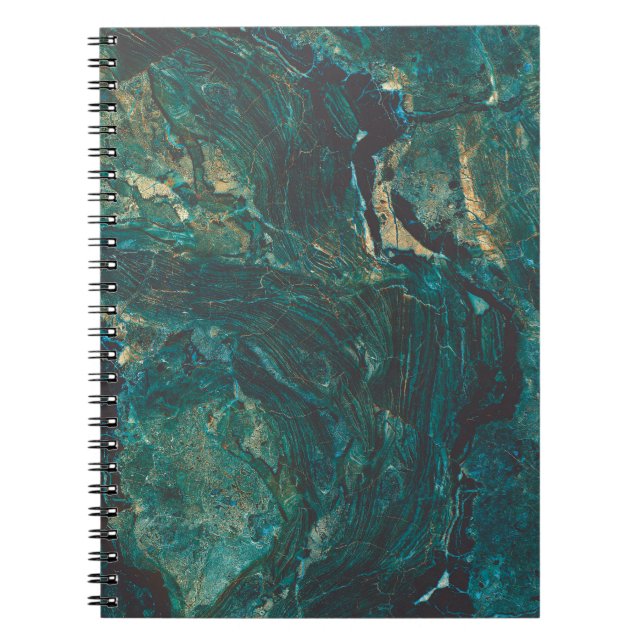 Carnet Marbre vert foncé : texture luxueuse. (Devant)