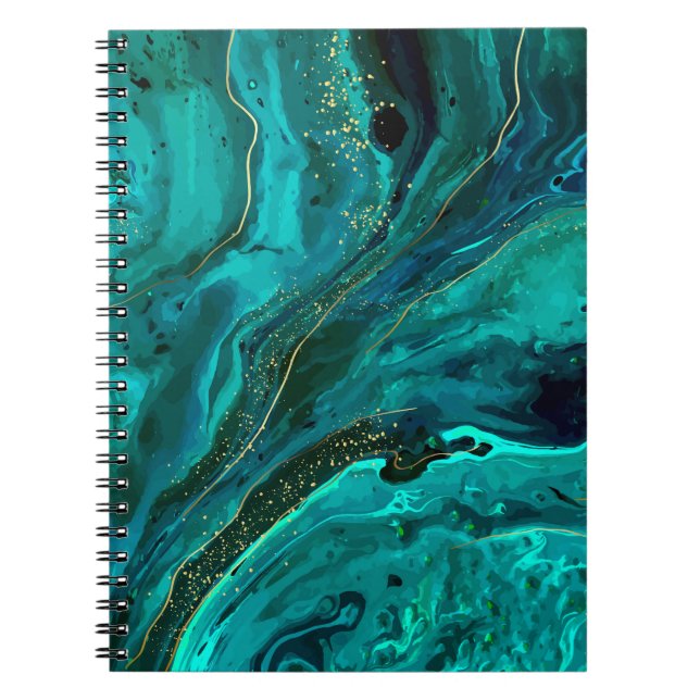 Carnet Marbre vert & Or : Texture luxueuse (Devant)
