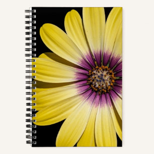 Carnet Marguerite africaine jaune sur fond floral noir