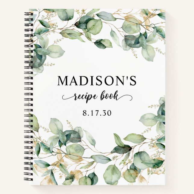 Carnet Mariage aux feuilles d'eucalyptus élégantes (Devant)