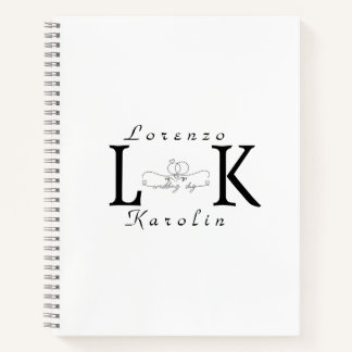 Carnet Mariage blanc Monogramme simple Élégant minimalist