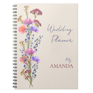 Carnet Mariage de bouquet floral en acrylique beige rusti