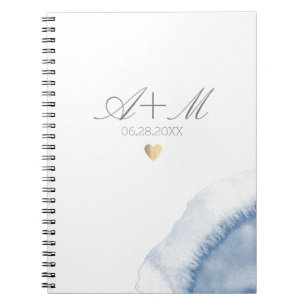 Carnet Mariage de détails de couleur d'eau bleue