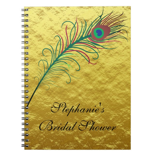 Carnet Mariage de Fête des mariées Peacock Feather Gold F (Devant)