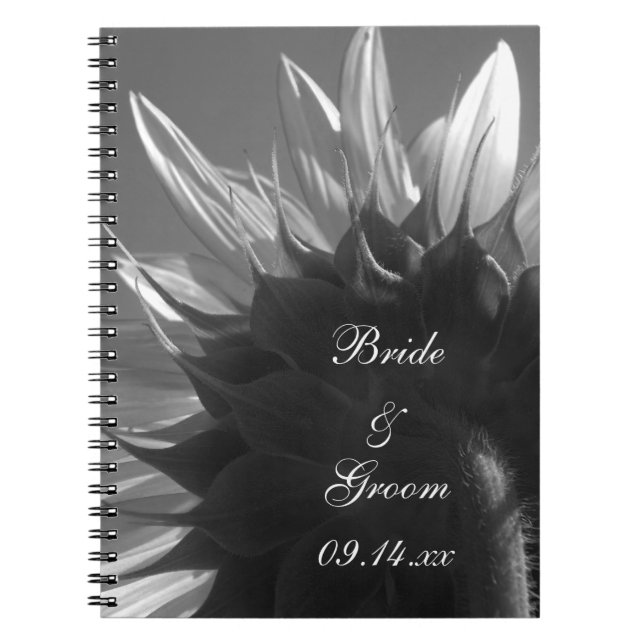 Carnet Mariage de tournesol du Jardin noir et blanc (Devant)
