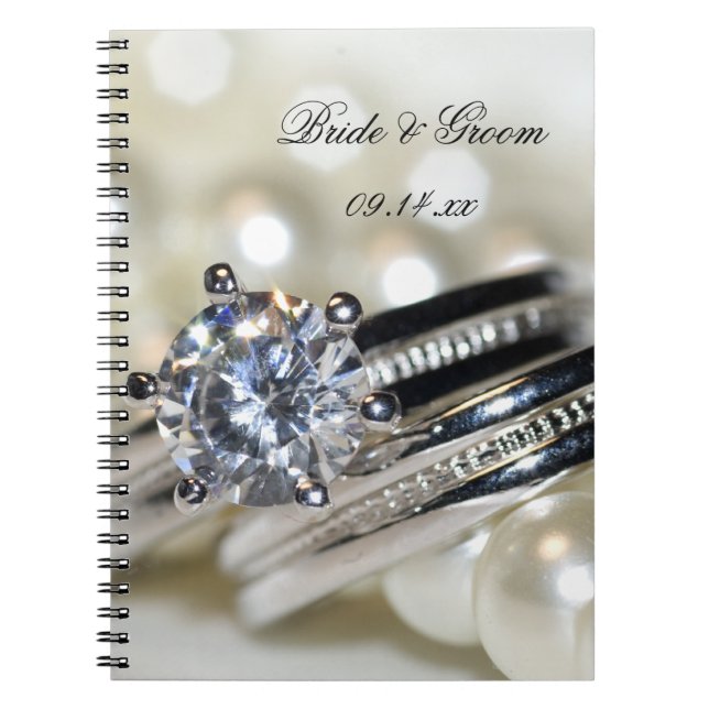 Carnet Mariage des anneaux et des perles blanches (Devant)