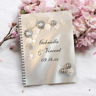 Carnet Mariage Faux White Pearl and Diamond Buttons