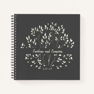 Carnet Mariage floral peint à la main noire