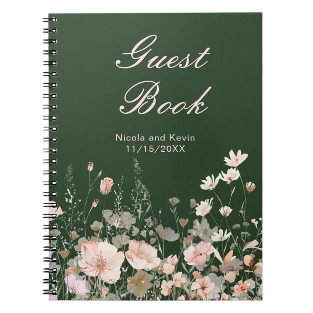 Carnet Mariage floral rose rose rose fleur sauvage (Devant)