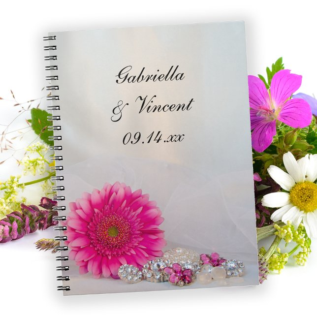 Carnet Mariage Gerbera Rose Daisy et Boutons de diamant (Créateur téléchargé)