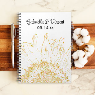 Carnet Mariage graphique de tournesol jaune